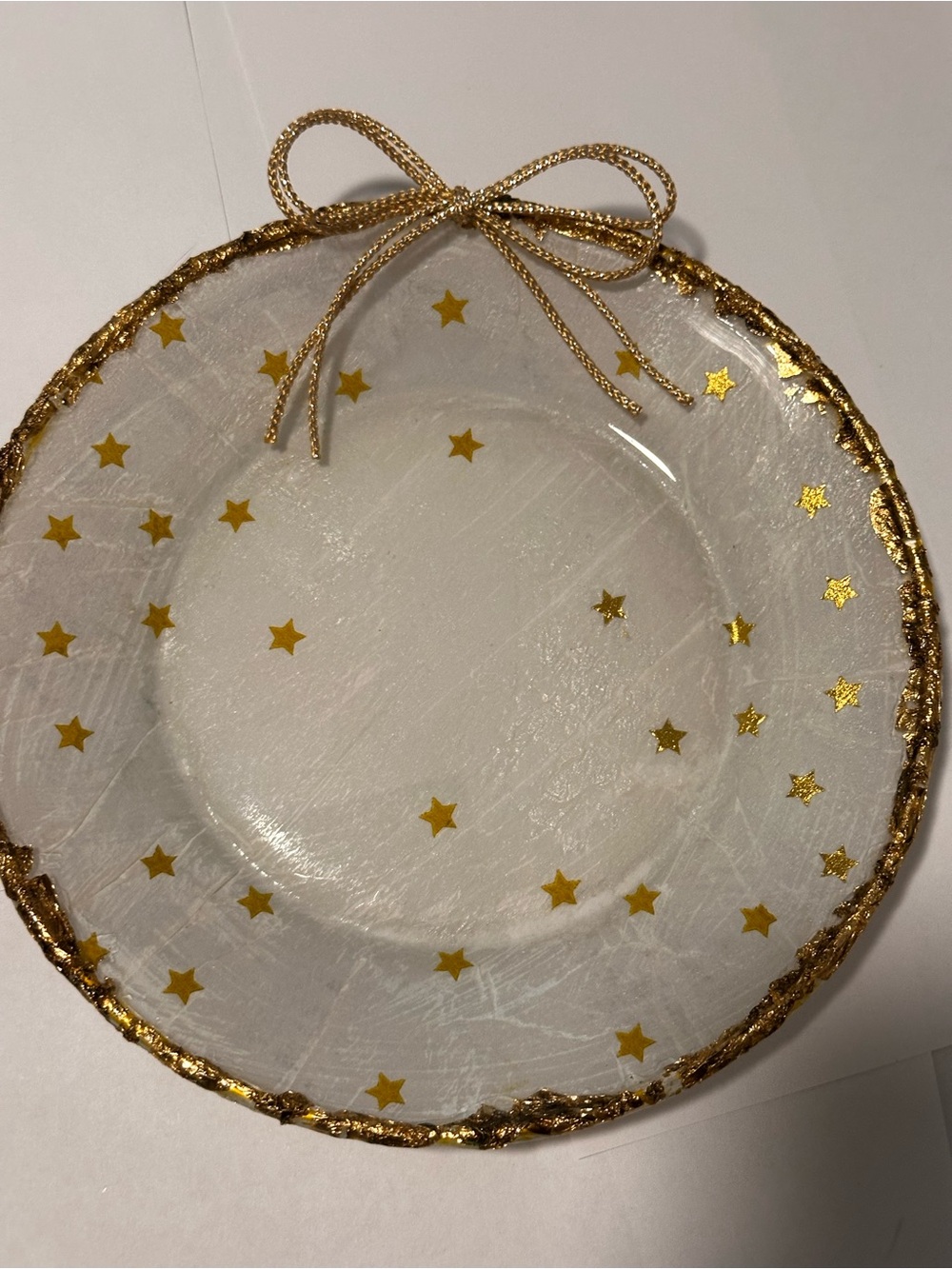 Handmade Decorative glass plate with Star Gold Accents